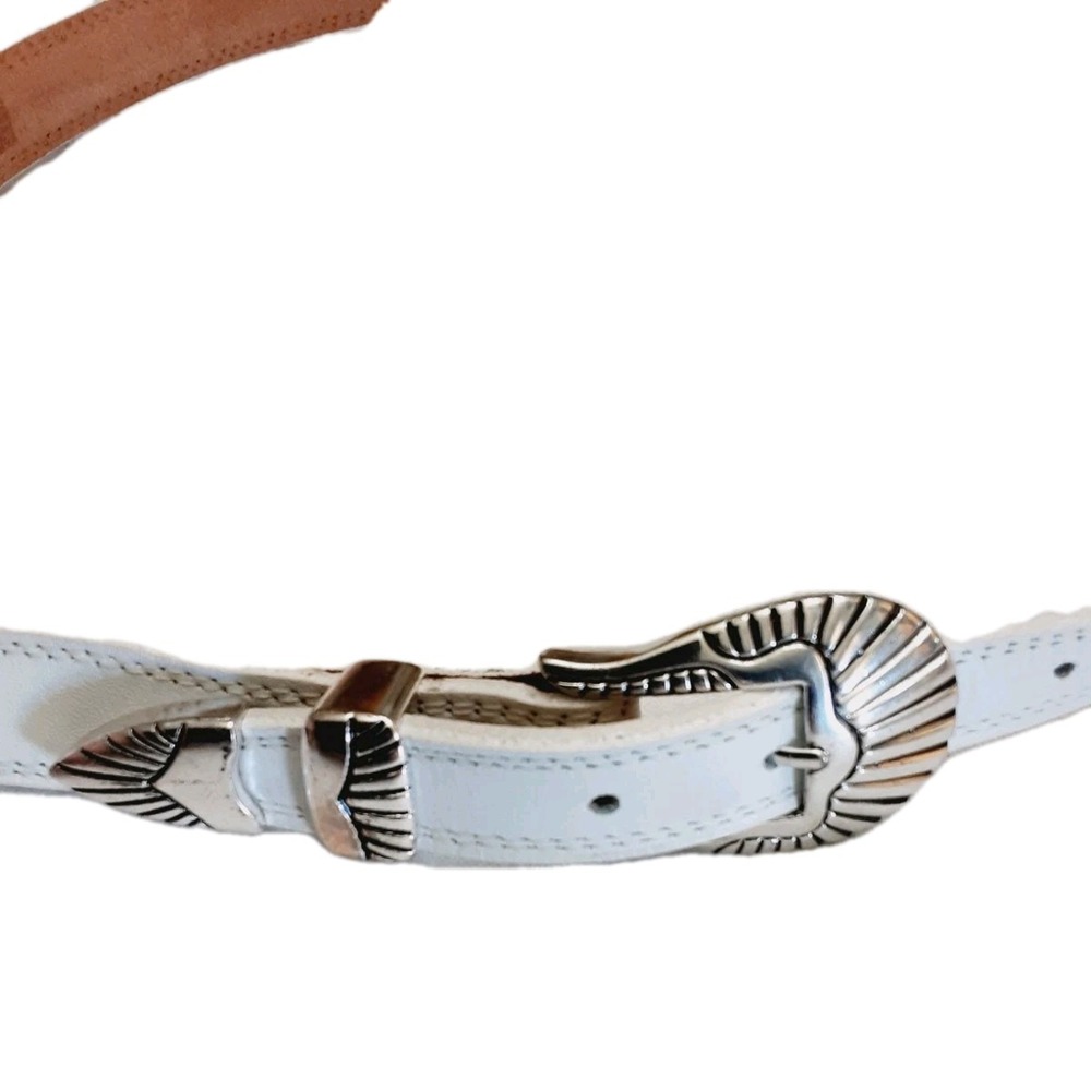 NOCONA Womens Belt White Leather Western Size 32 Made in Texas USA
